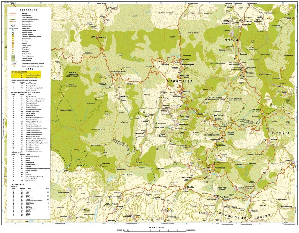 ਨਕਸ਼ਾ ਦੇ troodos ਪਹਾੜ ਸਾਈਪ੍ਰਸ