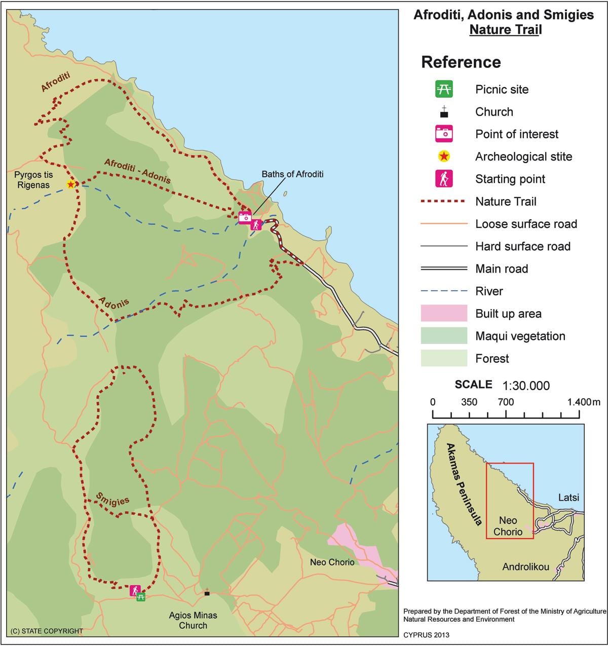 ਨਕਸ਼ਾ ਦੇ aphrodite trail ਸਾਈਪ੍ਰਸ 