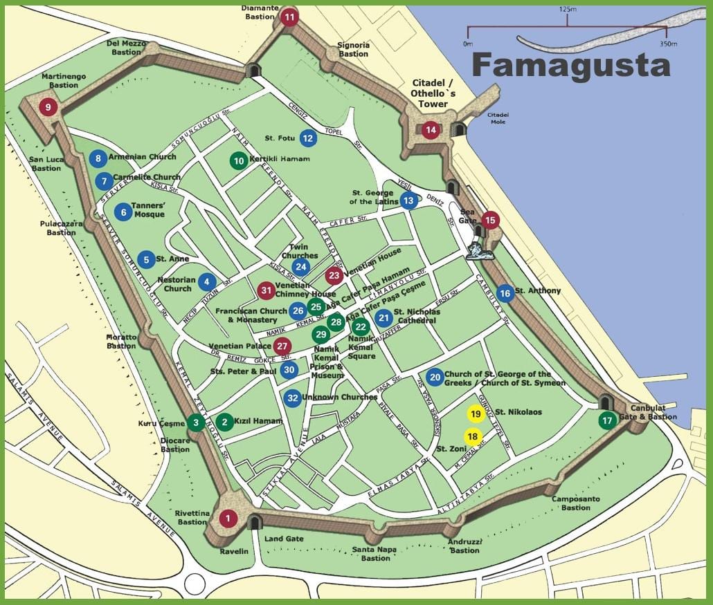 ਨਕਸ਼ਾ ਦੇ famagusta ਉੱਤਰੀ ਸਾਈਪ੍ਰਸ