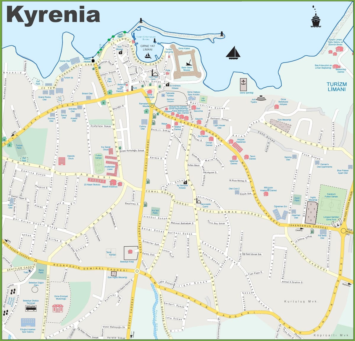 ਨਕਸ਼ਾ ਦੇ ਉੱਤਰੀ ਸਾਈਪ੍ਰਸ kyrenia